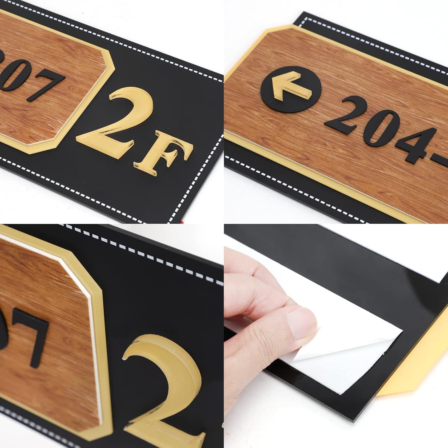 Customize Your Own Door Sign with Left/Right Arrow Self Stick House Number Address Plaque Personalized Door Room Wall Mounted Acrylic Direction Plate for Home Department Office Hotel Street Sign