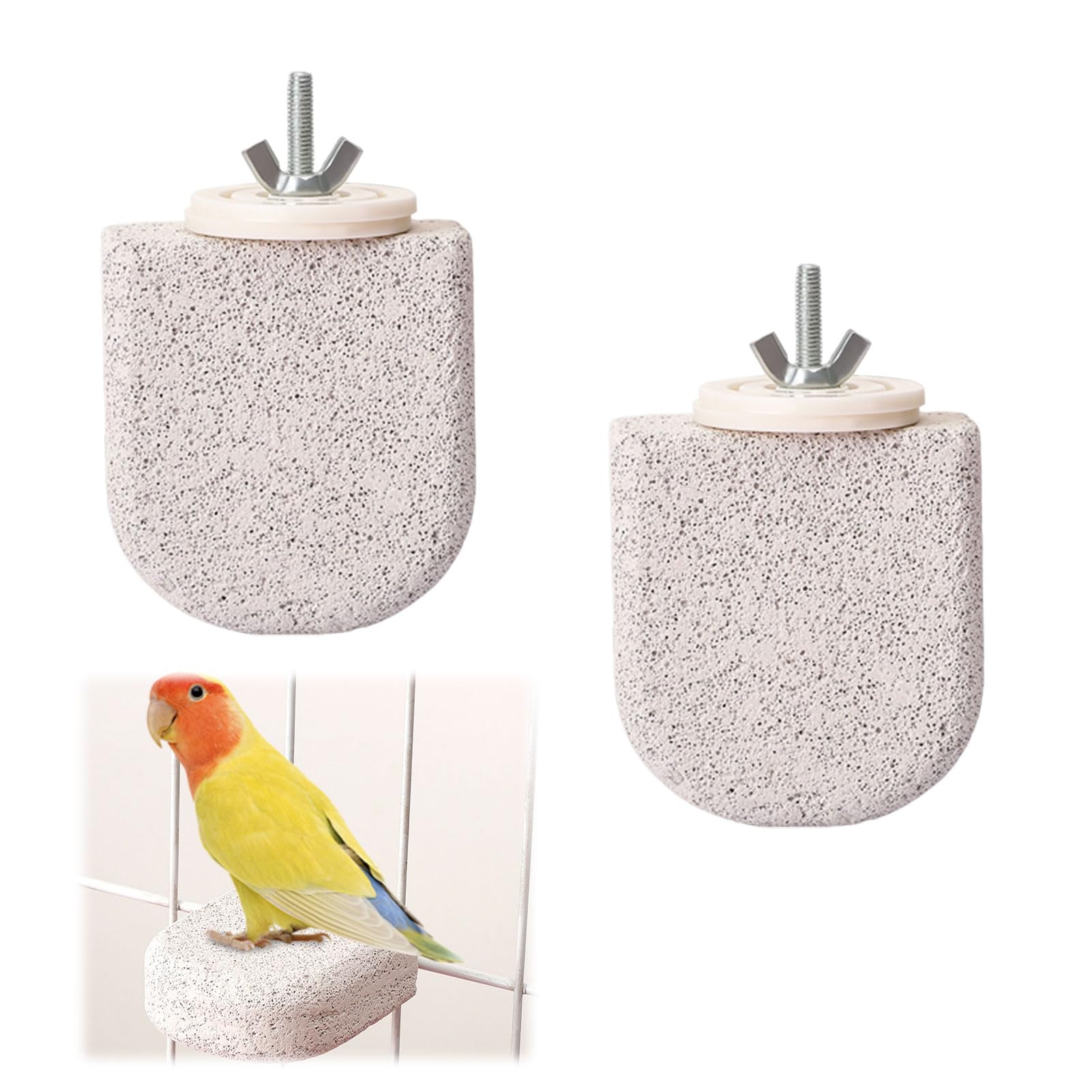 2 PCS Parrot Perch,Bird Teeth Grinding Stone and Perch,Natural Volcanic Stone Parrot Perch for Cage,Chinchilla Lava Ledge for Cockatiels Long,Tailed Parrots,Cockatiels Conure,Rats Gerbil Chinchillas