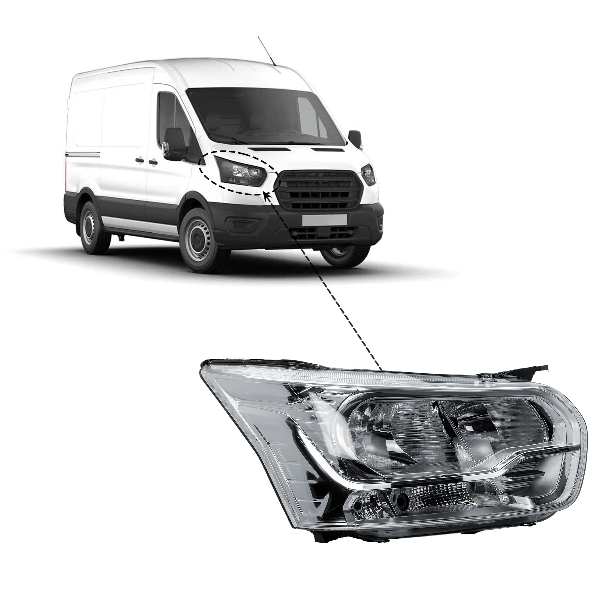 LONGLING Faros delanteros derechos con motor para Ford Transit V363 2014-2025