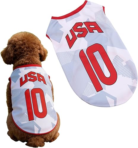 2026 Pet Soccer Jersey USA Style Sleeveless Breathable Mesh Puppy Sports Costume