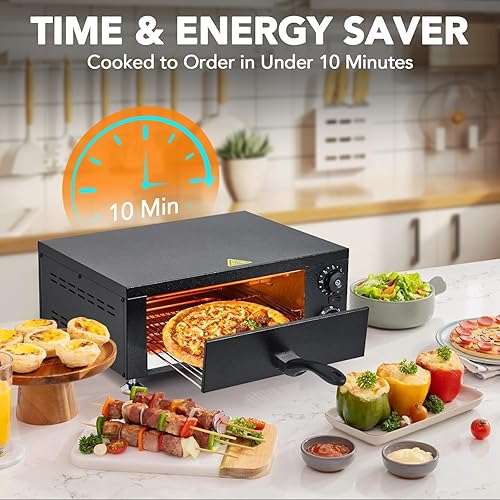 Miniatura 2 de Horno de pizza comercial de alta velocidad de 12 pulgadas 1100 W  Acero inoxidable sellado con temporizador de 60 minutos  para pizzería, camión de