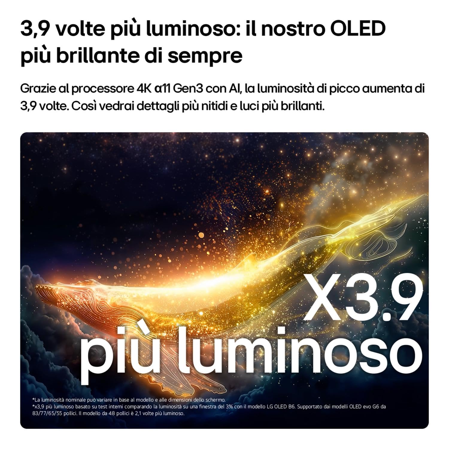 LG OLED55G66LS - Tv 55 Pollici Smart Tv 4K 3840 x 2160 Pixel OLed DVB-T2 HEVC/H.265 Wifi Argento Classe Energetica E