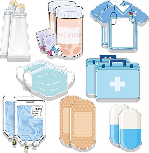 Paquete de 16 mini notas adhesivas divertidas para enfermera, estudiantes de enfermería, artículos esenciales para la escuela, cuadernillo de notas