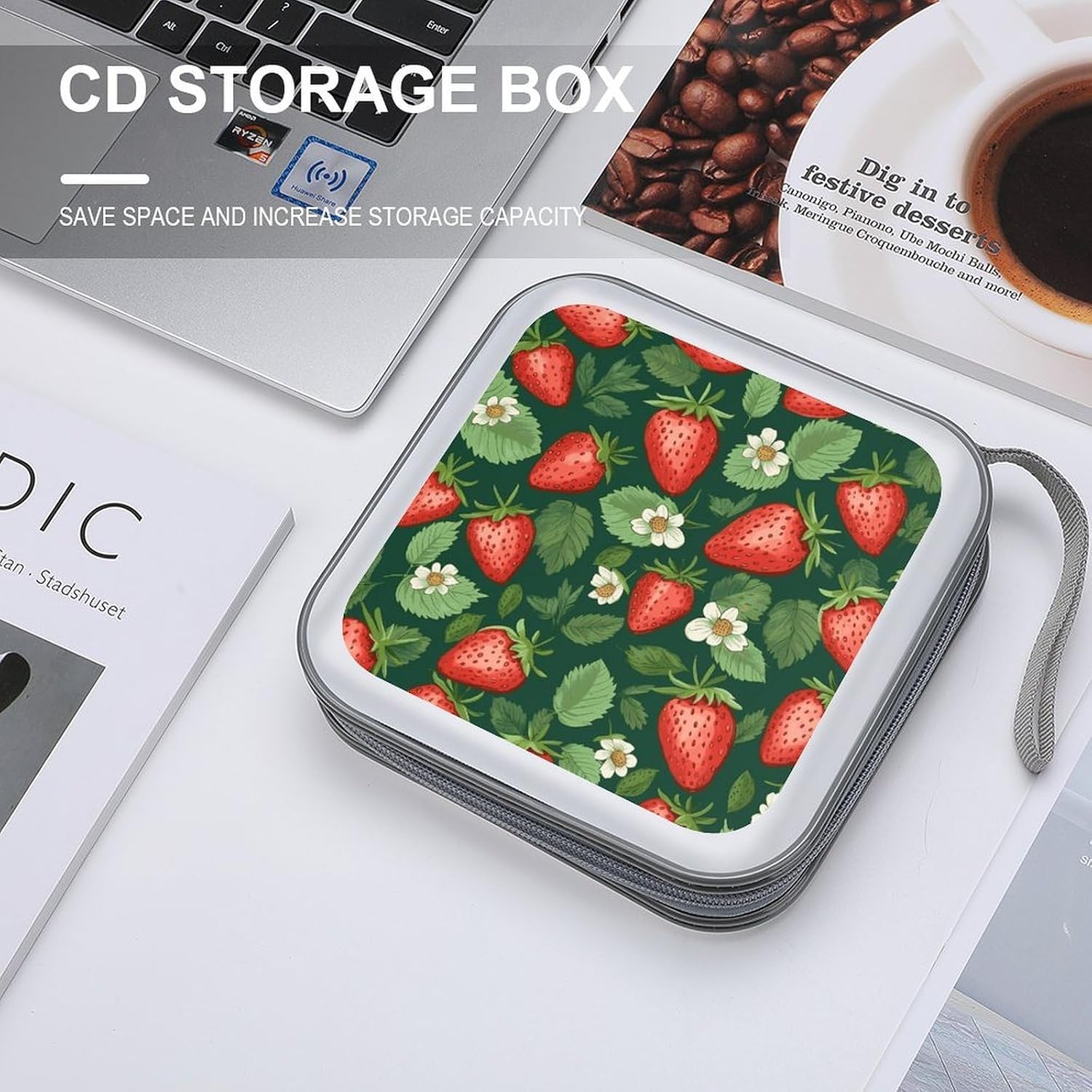 Fresh Strawberries And Leaves CD Case CD Storage Box DVD Sleeves