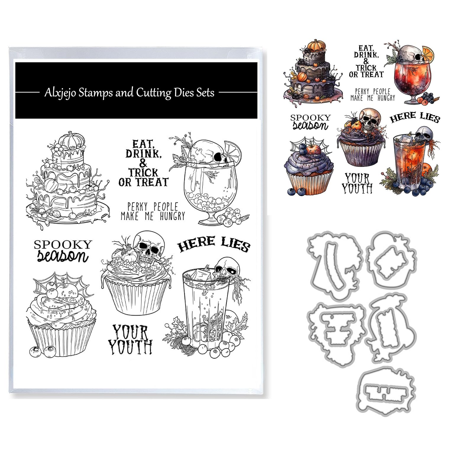 Alxjejo Cutting Dies and Stamps Set 2024-2025, Metal Dies & Silicone Stamps for Card Making for DIY Birthdays, Thanksgiving Day, Valentine's Day, Scrapbooking, Art Craft, Festivals Greeting Card Album