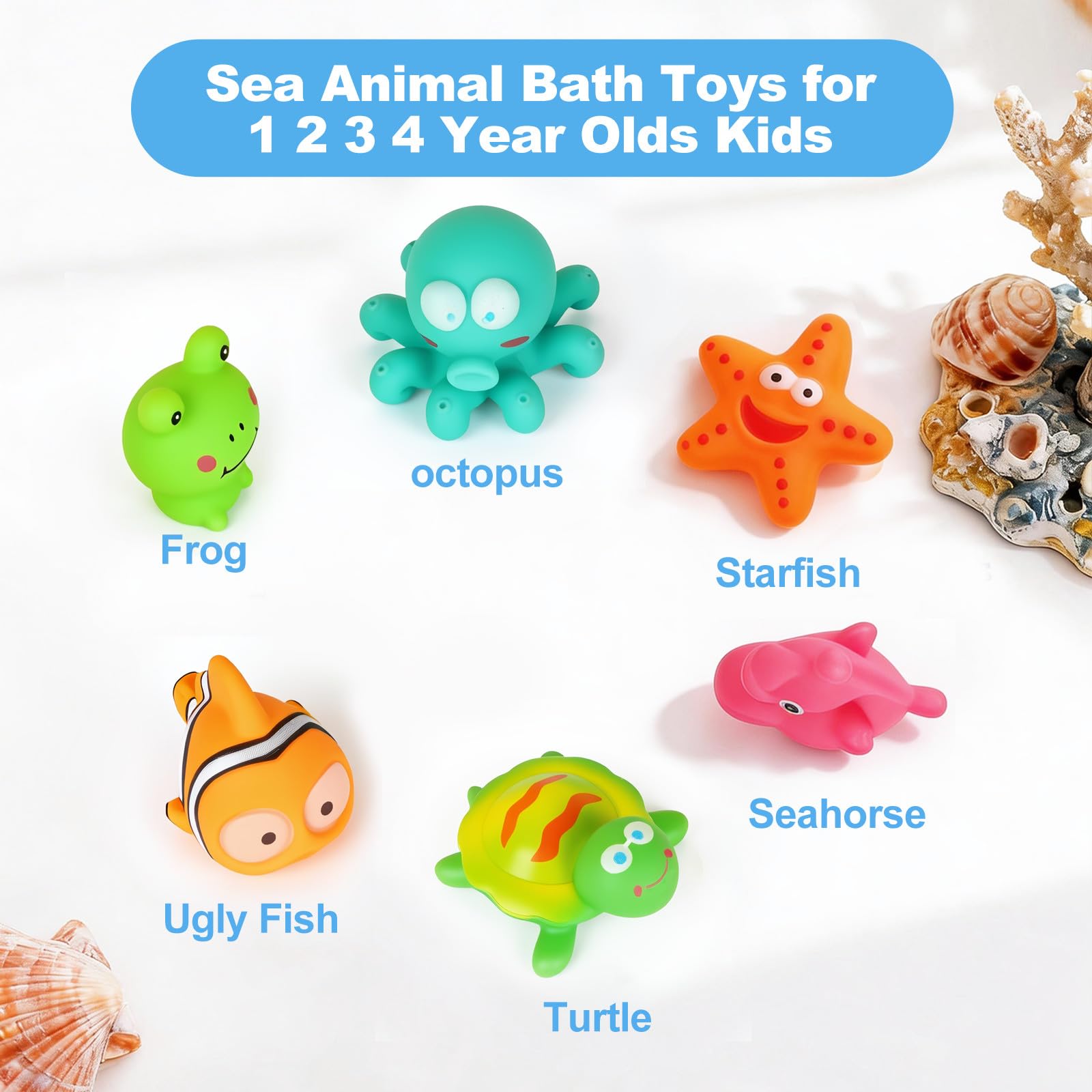 No Hole Mould Free Baby Bath Toys for 1+ Year Old 6Pack Toddler Bath Toys for Babies, Sea Animal Swimming Pool Toy Kids Water Play Toy for Boys Girls — view 2