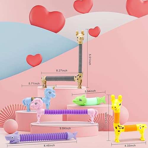 Miniatura 2 de Paquete de 8 tubos de animales para reventar, juguetes sensoriales para juegos sensoriales, recuerdos de fiesta para niños, bolsas de regalo, caja