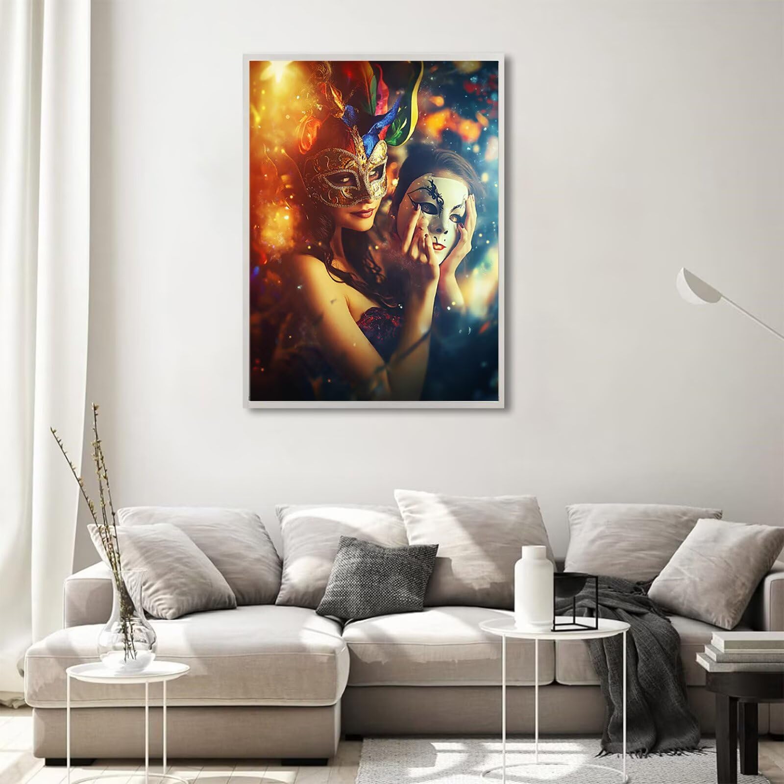 Maske Diamond Painting Frau Diamond Painting Eckige Steine 80x120cm, 5D Vollbohrer Diamanten Kinder Bastelset, DIY Set Erwachsene Kreativ Set für Erwachsene für Zimmer Wand Deko, Geschenke, Model732