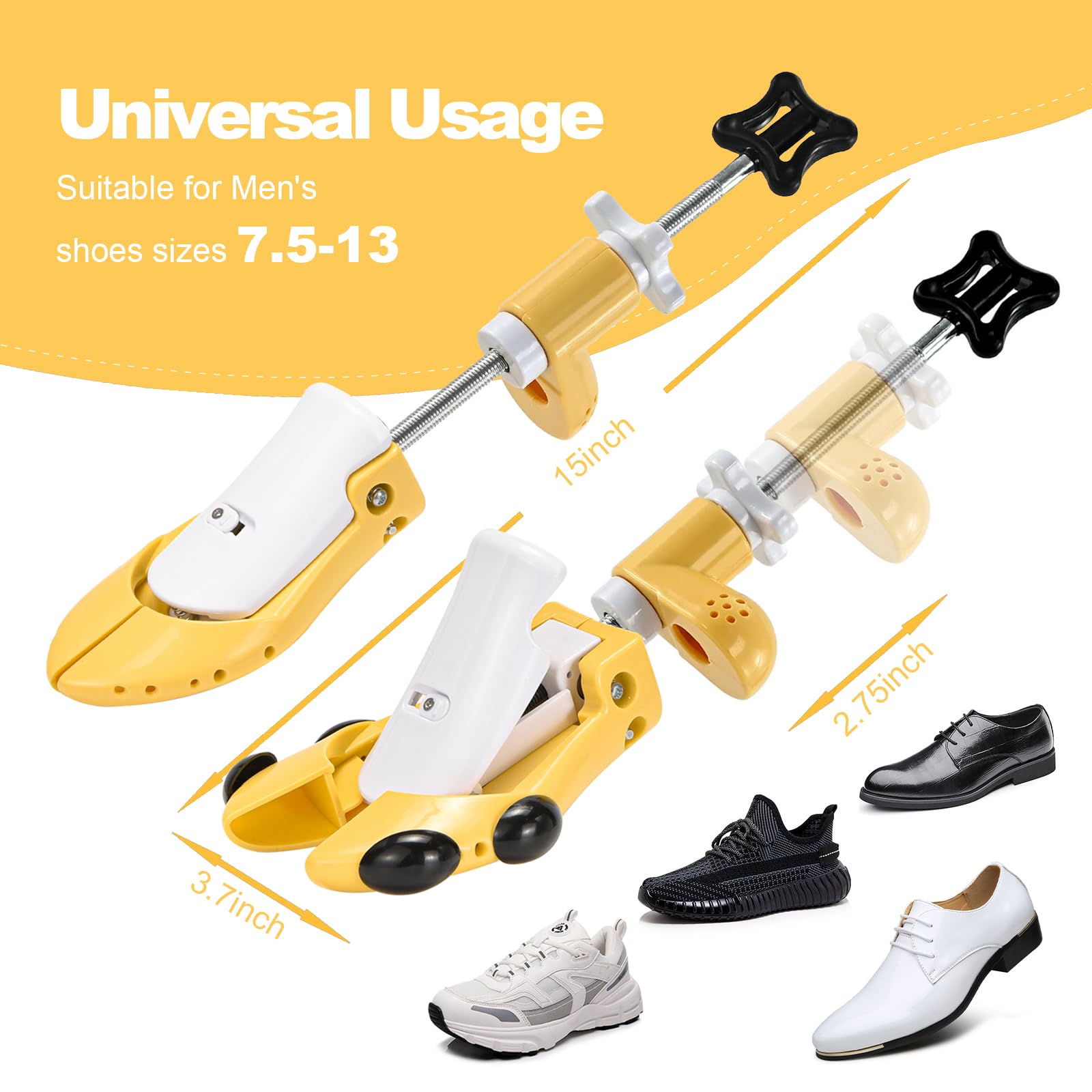 Estirador de zapatos para hombres y mujeres, ancho ajustable en 6 direcciones y árboles de zapatos altos para pies anchos, puntera gruesa