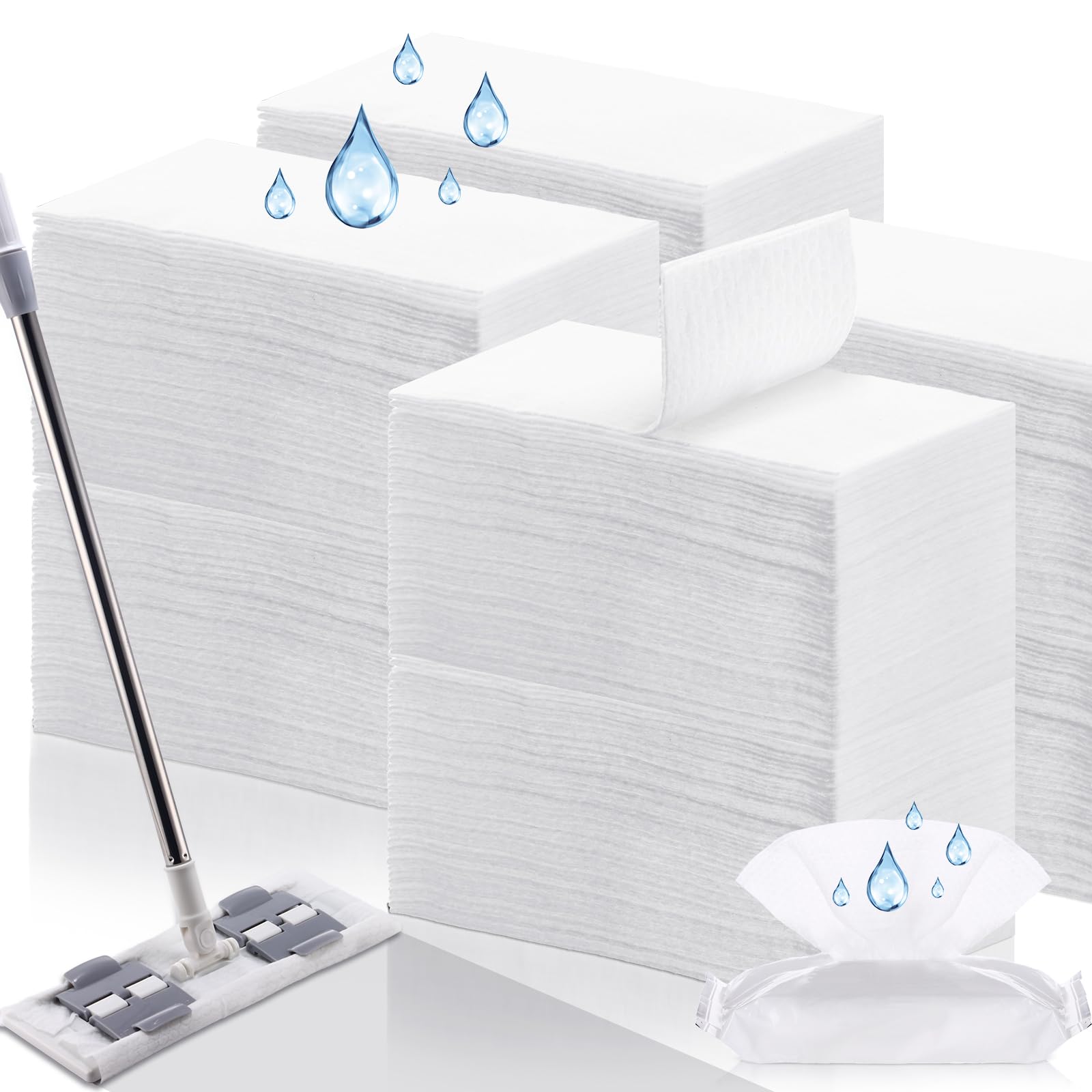 FillTouch 240 Counts Wet Mop Pads Large Refills 11.8 x 7.9'' Wet Sweeping Cloths Refills L Mopping Mop Pads L Floor Mop Duster Cloths Wipes for Sweeping Scrubbing Cleaning Dry Wood Hardwood Tile