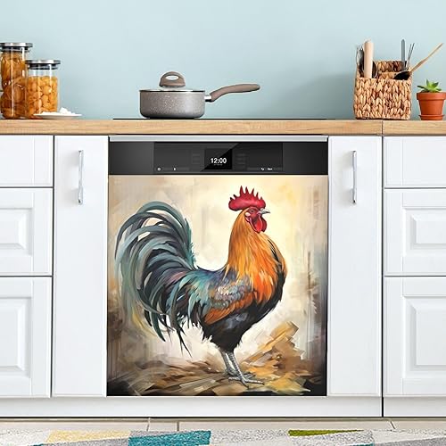 Kigai Cubierta para puerta de lavavajillas de estilo retro, estilo rural, reutilizable, recortable, para cocina, refrigerador, decoración del hogar,