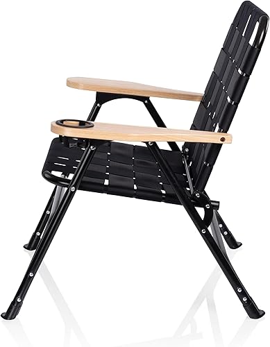 Miniatura 4 de Picnic TIME Lux - Silla de campamento tejida, capacidad de 250 libras, silla de campamento plegable para adultos con portavasos, marco de aluminio
