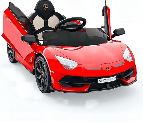 Miniatura 10 de Hetoy Vehículos eléctricos Lamborghini con licencia de 12 V para niños, auto deportivo con batería, con control, 2 velocidades, sistema de sonido,