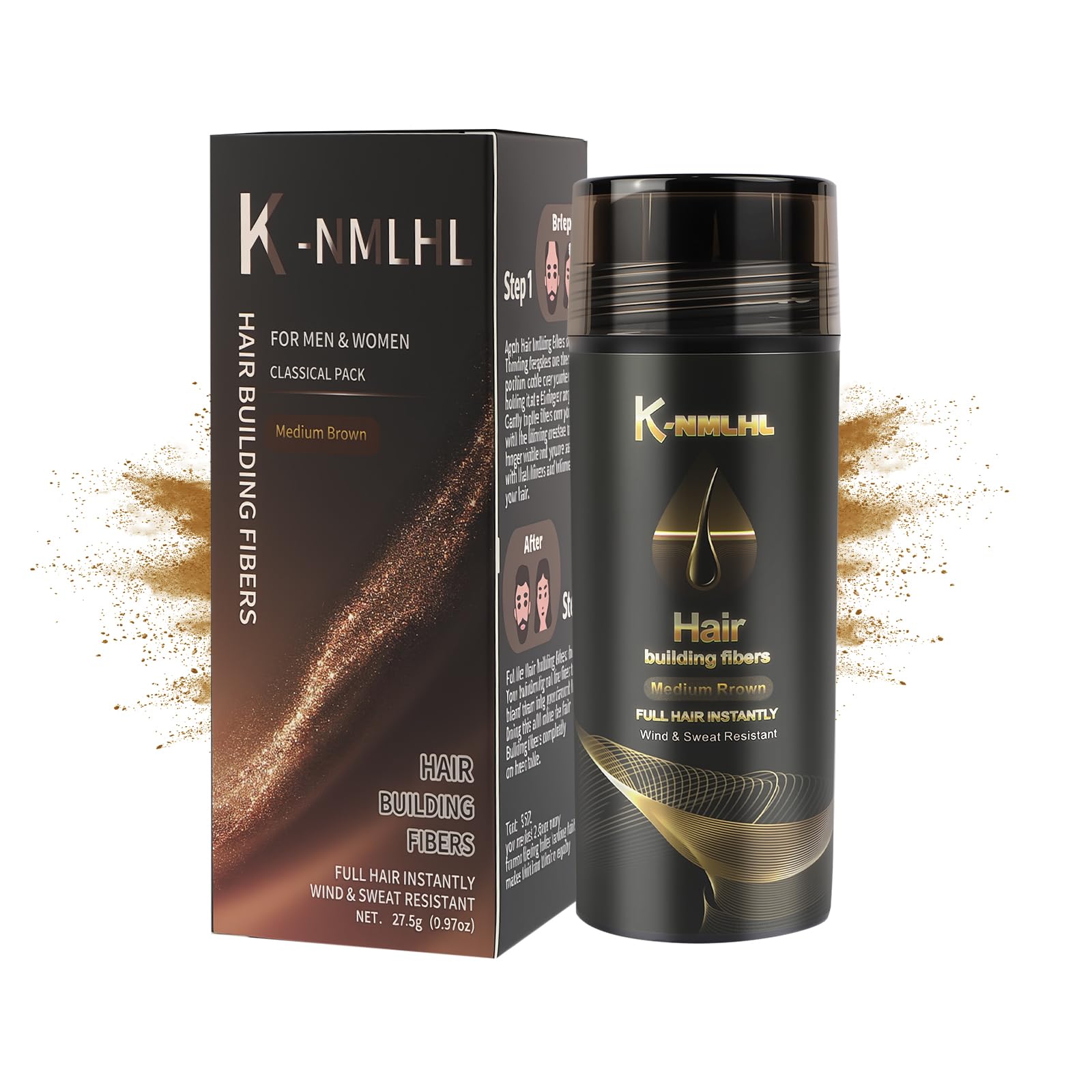Natural Instant Hair Fibres Thickening with Keratin,Hair Filler-Bald Patch Cover & Thinning Hair Concealer