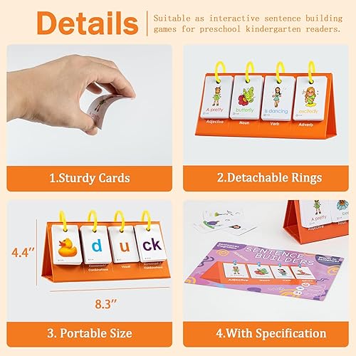 Miniatura 15 de Tarjetas flash fonéticas para aprender a leer CVC Word Builder Games, juegos de palabras a la vista para suministros de aula de jardín de infantes