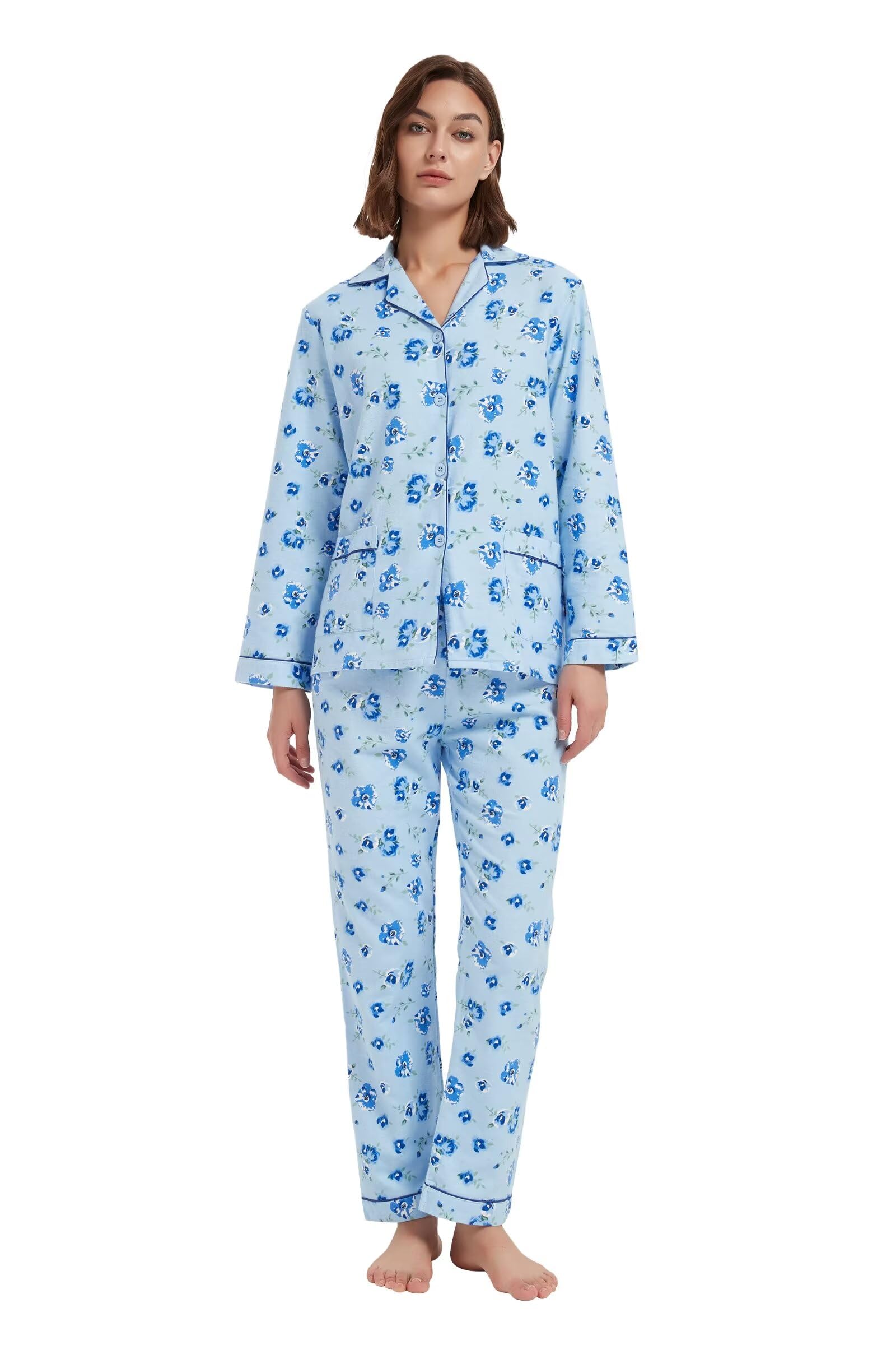 kolipajam cotton flannel pajamas for women 100% cotton flannel pajamas set soft PJS cozy womens loungewear