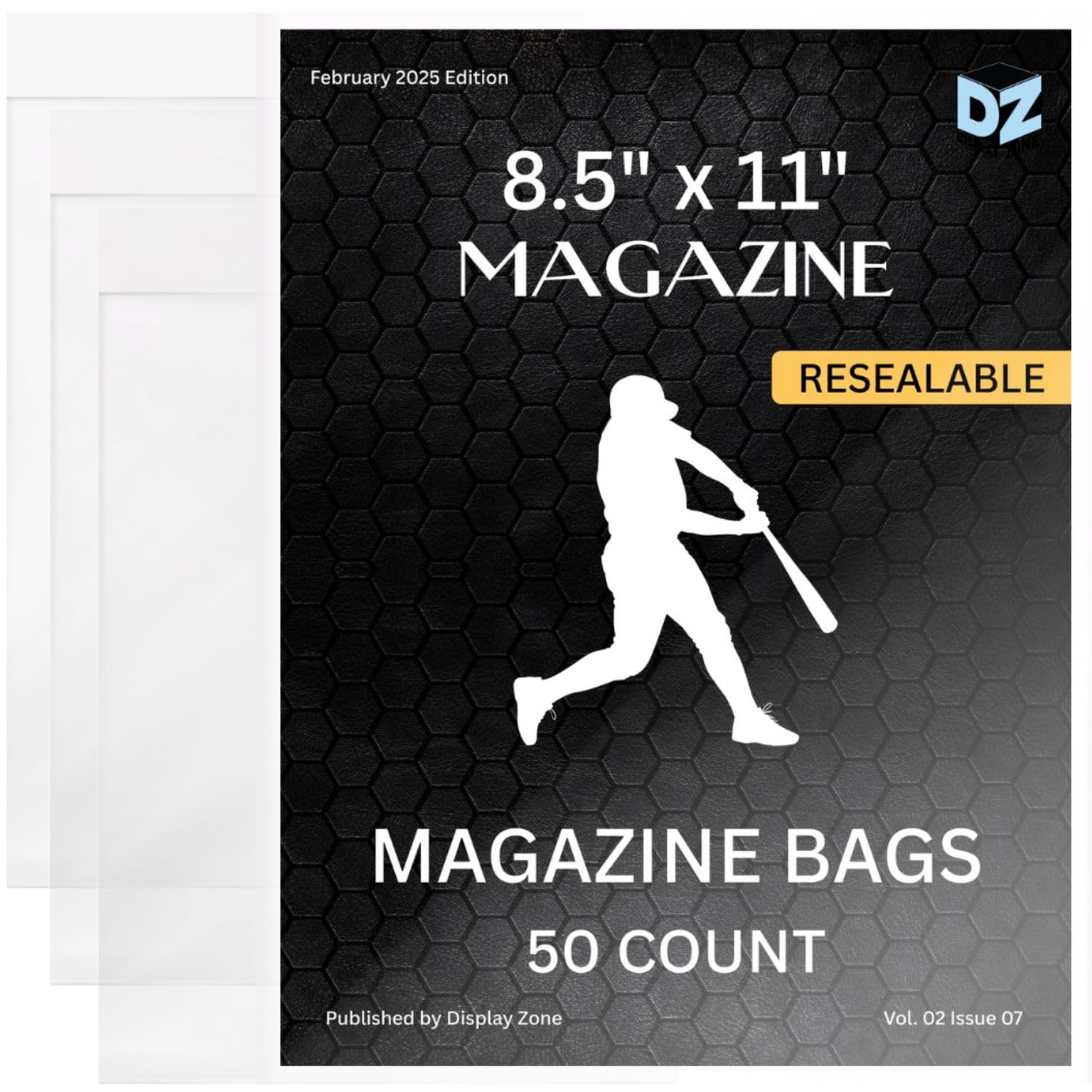 (50 Sleeves) Display Zone Resealable Magazine Bags Protectors for Collector