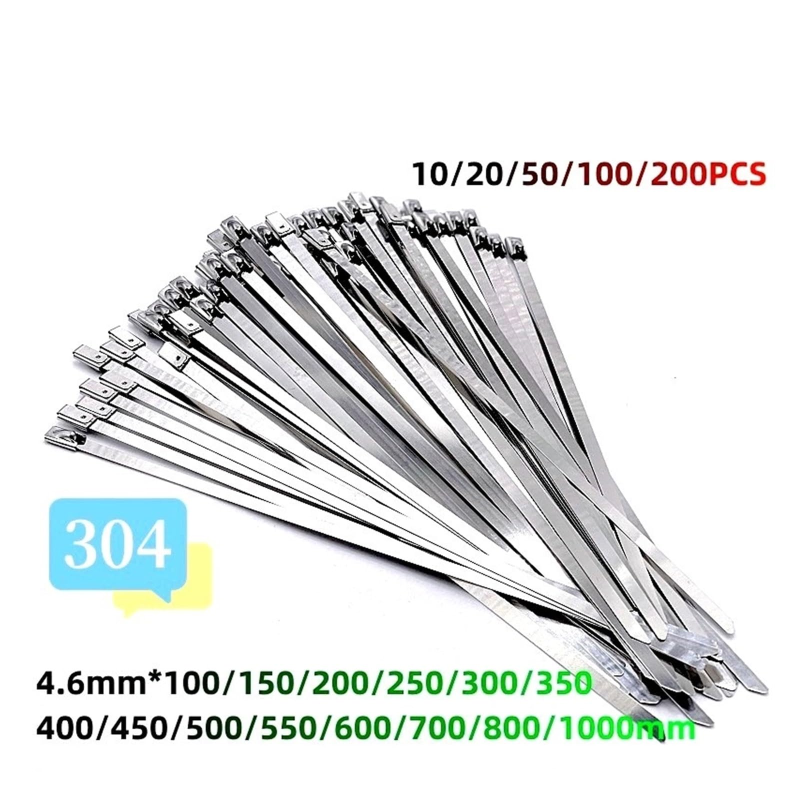 Fascette stringicavo in acciaio inossidabile, fascette stringicavo rivestite in metallo con bloccaggio a cerniera, fascette stringicavo multifunzionali con bloccaggio a cerniera(10PCS,4.6x700mm)