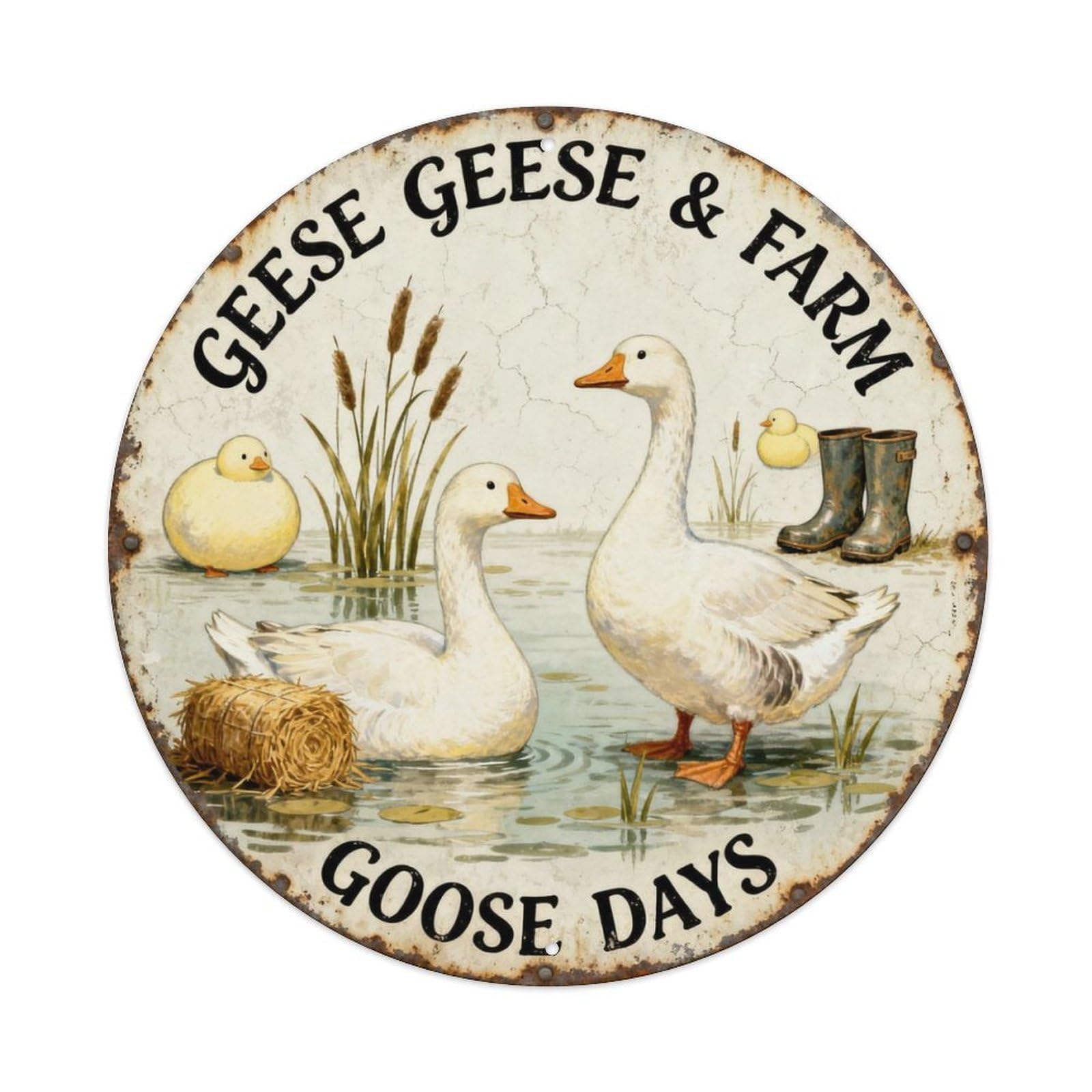 GEESE GEESE & FARM GOOSE DAYS Metal Tin Sign Plaque