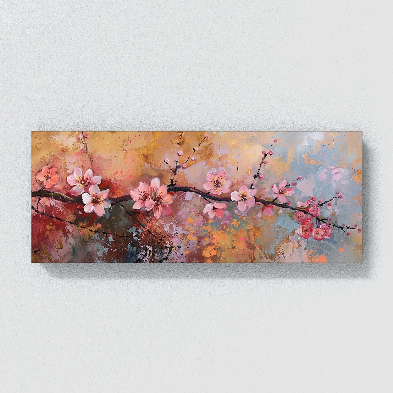 油絵 油彩  絵 絵画【Çherry blossom road】 Beautiful Japanese Cherry Blossom Road: Blossom Path Paint