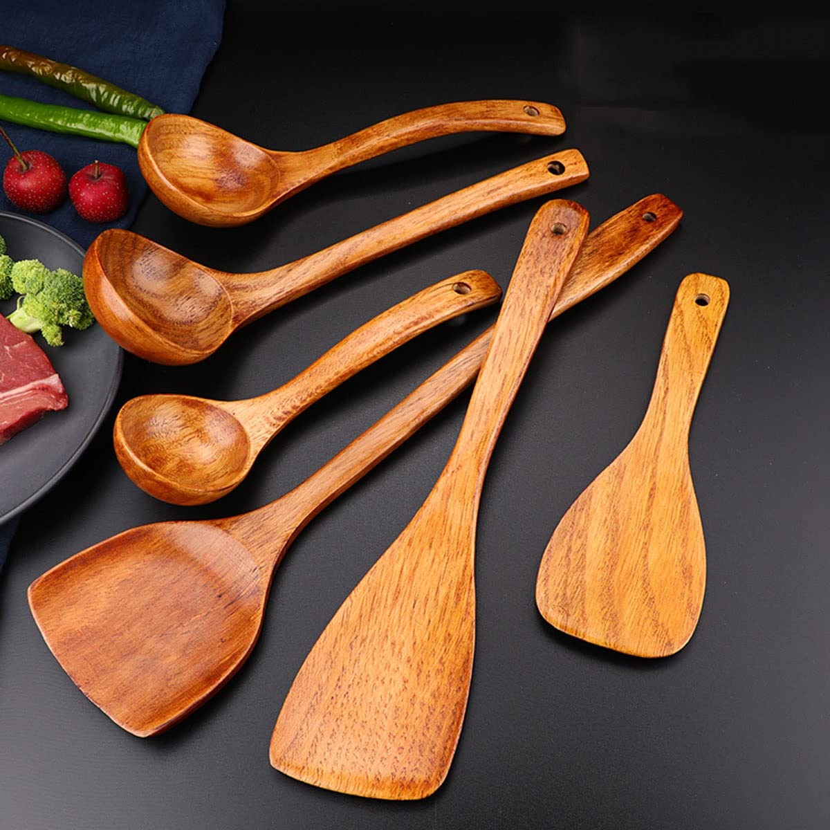 Kochutensilien Löffel Spatel 6 Stück Sets Küche Holz Kochen Gadgets
