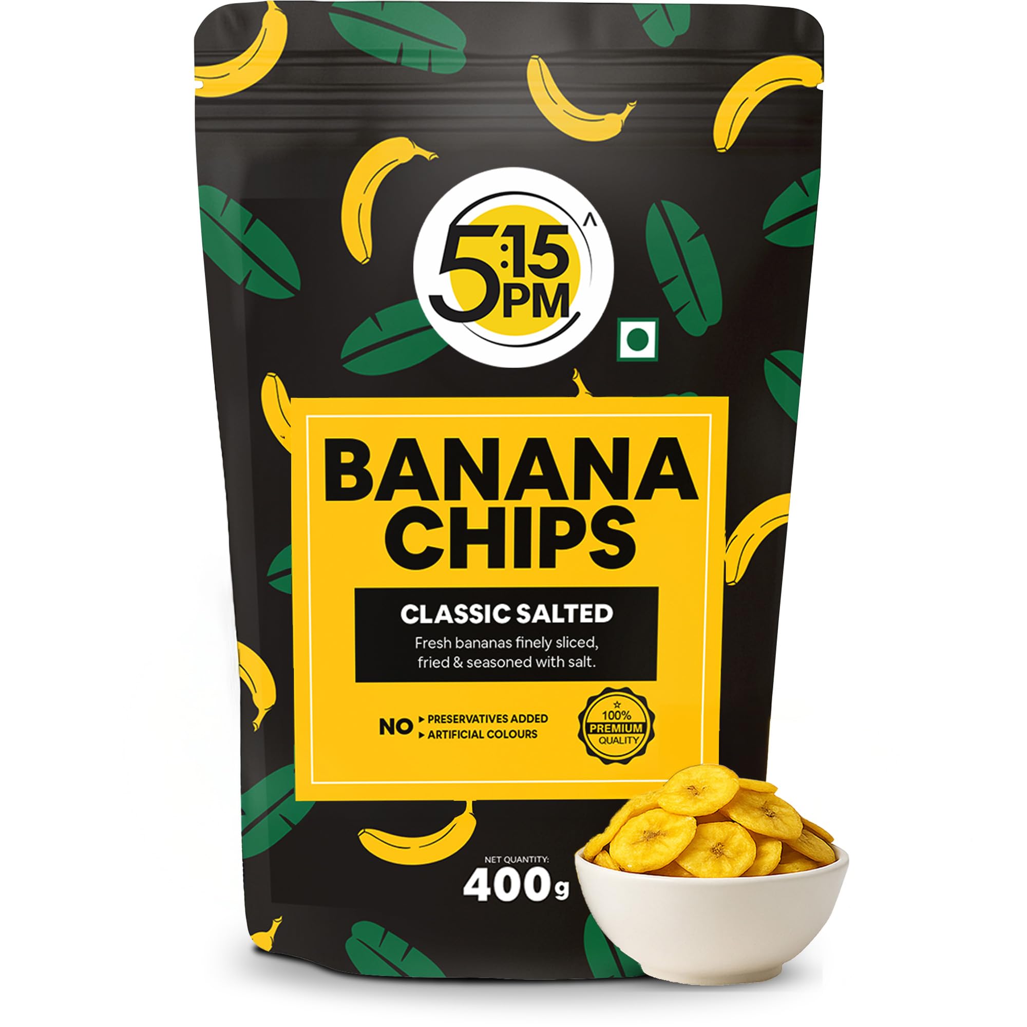 Kerala Banana Chips 400gm Packet - Crispy Yellow Baked Banana chips Wafers | Classic Salted Flavour