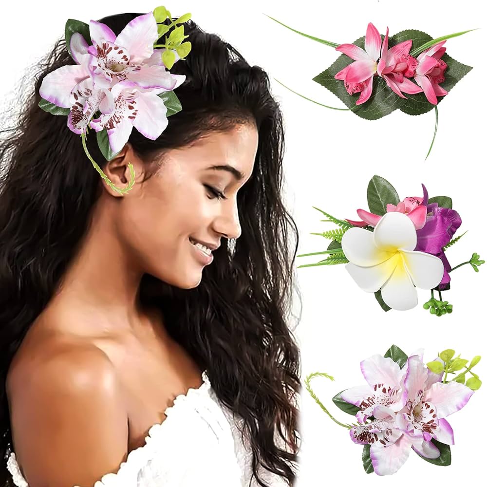 Amazon.com : HAIMEIKANG Hawaiian Flower Hair Accessories - 3