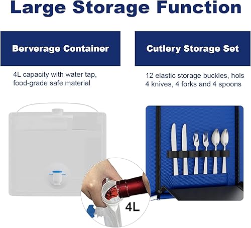 Miniatura 6 de Bolsa enfriadora de camping con soporte de rotación de 360 y vejiga de grado alimenticio de 4 litros, bolsa enfriadora de vino con correa para el