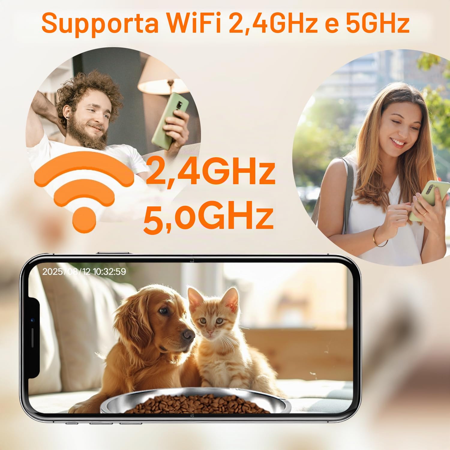 Alimentatore automatico per gatti con fotocamera 2K e app intelligente, dispenser intelligente di cibo per animali domestici da 6 litri per gatti/cani, controllo automatico dei pasti a tempo, WiFi