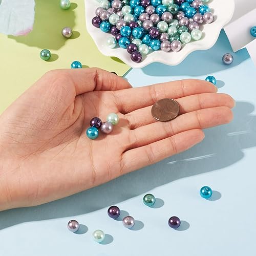 Miniatura 7 de Pandahall - Cuentas de perlas de cristal ambientales con brillo satinado de 0.315 in para hacer manualidades de joyería y manualidades, alrededor de