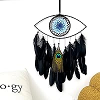 Vista 6 de Atrapasueños de mal de ojo, atrapasueños negros para dormitorio, perfecto adorno colgante hecho a mano para decoración de pared, excelente regalo