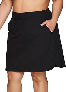 RBX Plus Size Women's Longer Skort: Quick-Dry Woven Pickleball Golf Tennis Skort with Pockets & Bike Shorts