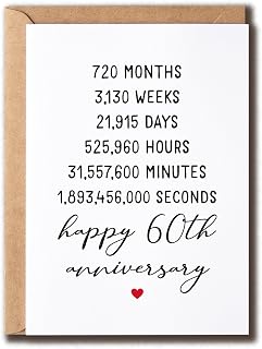 Counting Anniversary Card - 60 Years Greeting Card - Sixtieth Bday Card - Sweet 60Th Anniversary Card - Card For Her