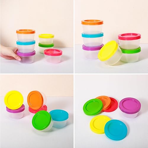 Miniatura 4 de Tanlade 24 recipientes pequeños de plástico de 7 onzas con tapas, reutilizables, para almacenamiento en congelador, caja de almuerzo, microondas,