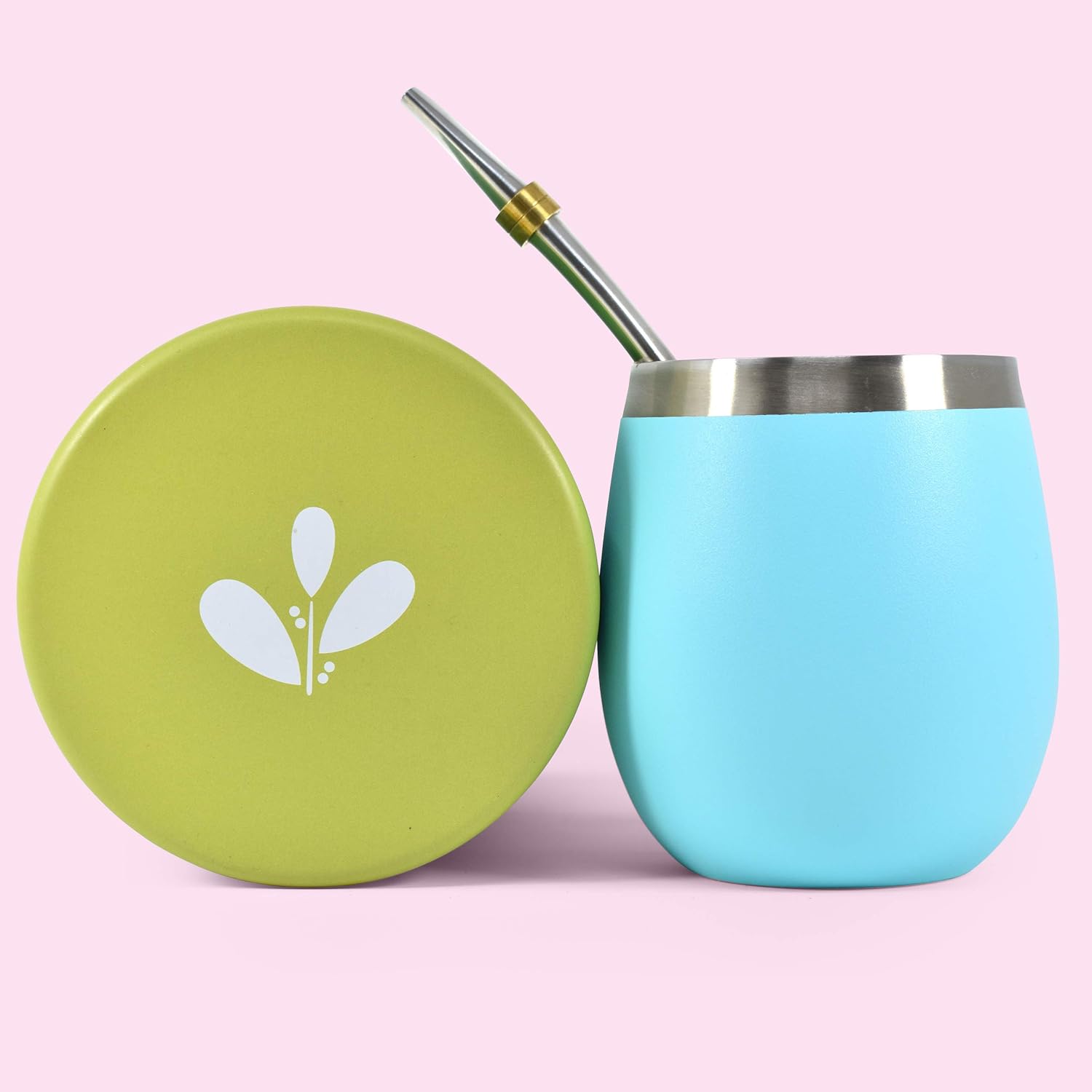 Novomates Yerba Mate Kit w/Double Wall Stainless Steel Mate Cup, Mate Straw and Yerba Container – Yerba Mate Cup w/Bombilla Mate - Yerba Mate Gourd - Bombilla Mate & Mate Tea Cup 8oz (237ml) (Teal) - Image 8