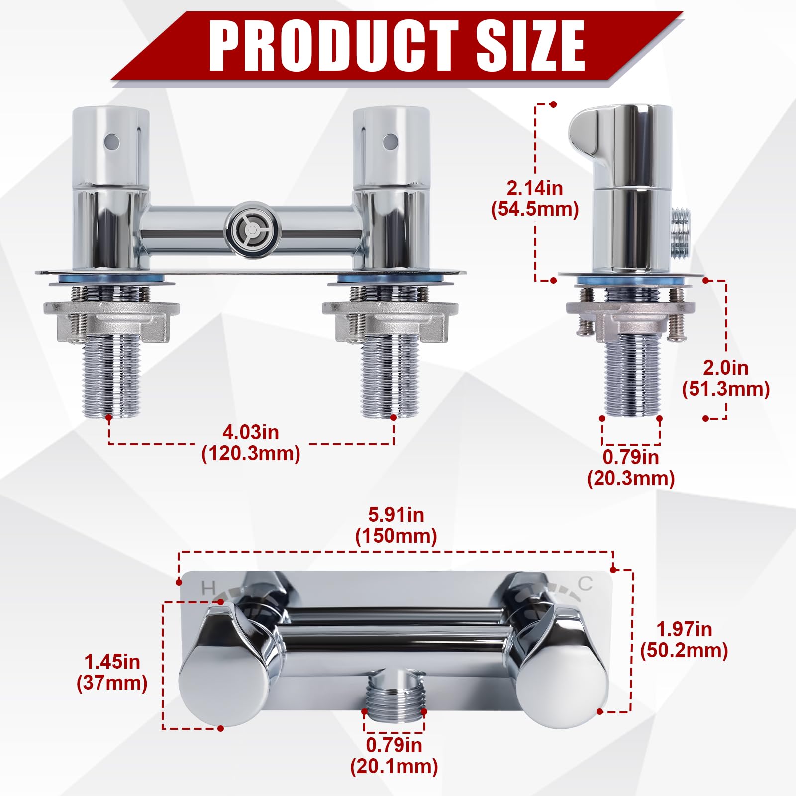 All-Metal Single Handle RV Shower Faucet Valve Diverter – 4-Inch Center, Chrome Finish, For Motorhome, Travel Trailer, 5th Wheel (No Flow Control)
