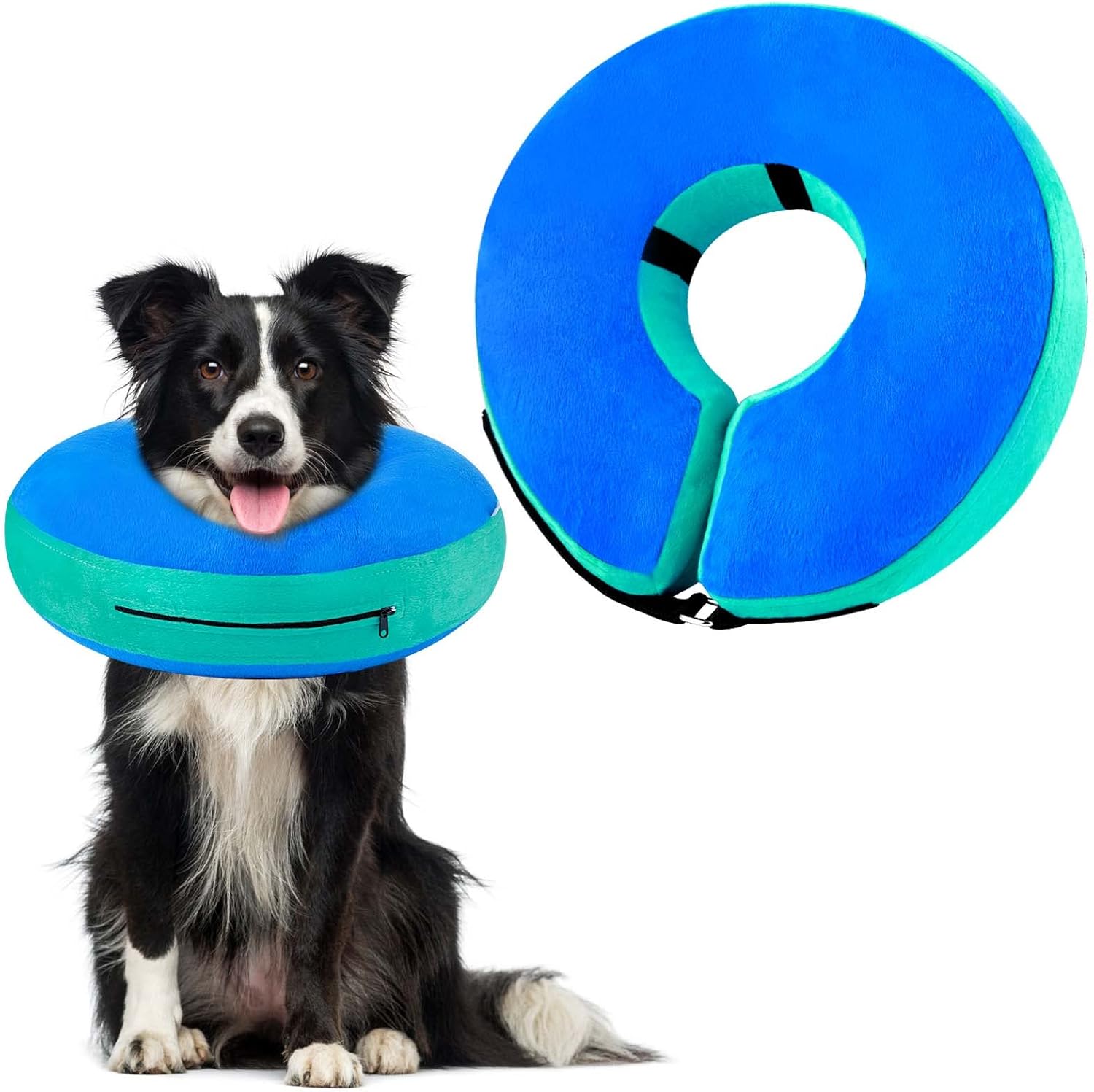 Dog Cone, FWLWTWSS Inflatable Dog Collar for After Surgery, Soft Comfy