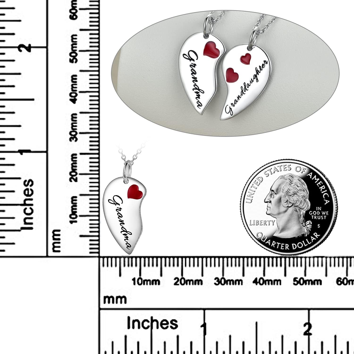 POPLYKE Sister/Grandma Granddaughter/Mother Daughter Necklaces for 2 Sterling Silver Two Heart Necklace Jewelry Gifts for Women Girls Birthday