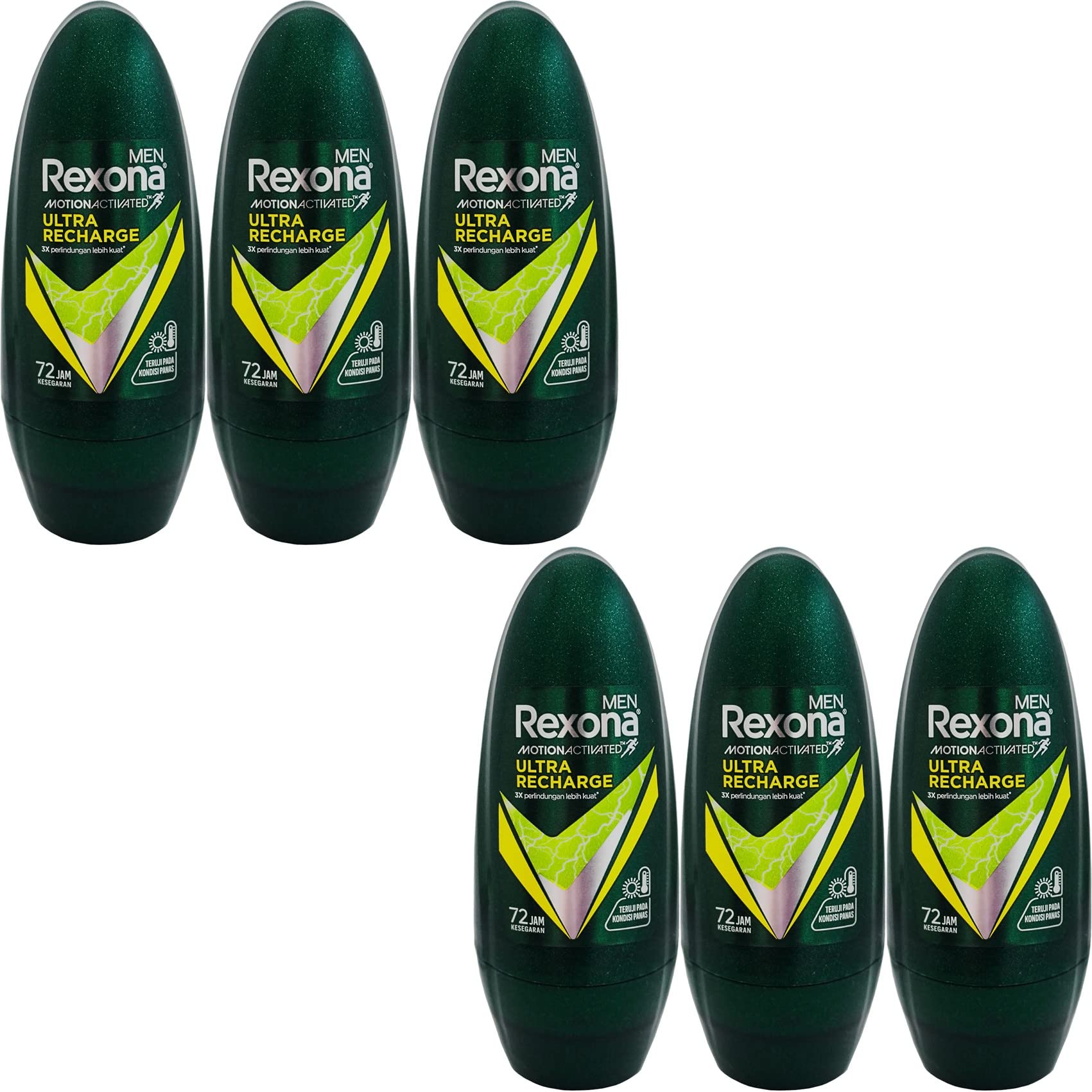 Rexona Men's Deodorant Roll-On Ultra Recharge (V8), 1.5 fl oz (45 ml) x 6 Packs