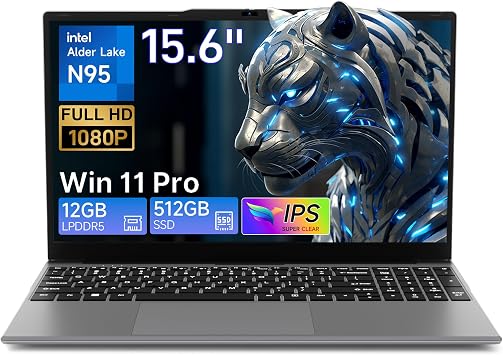 BMAX 15.6 Inch Laptop N95 Processor up to 3.4 GHz PC Notebook 12GB LPDDR5 RAM 512GB SSD 1920x1080 FHD Notebook Win 11 Laptop USB 3.2x2, WiFi5, Mini HDMI, Protective Film Spanish