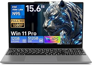 BMAX Laptop 15,6 Zoll FHD Display N95 4 x 3.4 GHz, 512GB SSD 12GB LPDDR5 Notebook für Business Office und Studenten USB 3,2x2, BT5.0, WLAN, mini HDMI, Webcam Computer mit Deutsche Tastaturschutzfolie