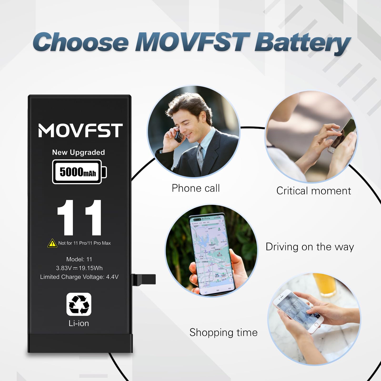 MOVFST Replacement Battery for iPhone 11,5000mAh Li-ion Polymer