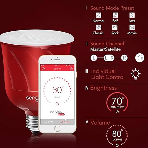 Miniatura 3 de Sengled Bombilla inteligente LED Pulse con altavoz Bluetooth JBL, controlada por aplicación hasta 8 bombillas LED BR30 con kit de inicio, base E26,