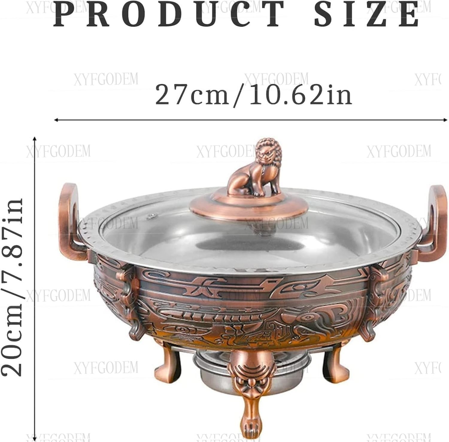 Juego de Plato Redondo y Calentador Alimentos Metal Duradero con Tapa Ventana Asas Laterales, Bandeja para Buffet Catering, Ideal para Fiestas, Cocina Eventos (Paquete 1)