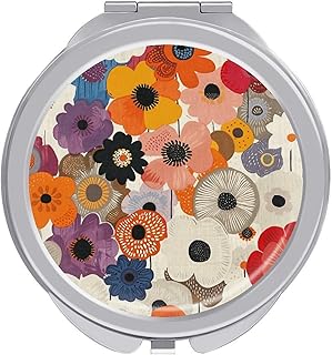 Espejo de maquillaje con patrón de flores ova...