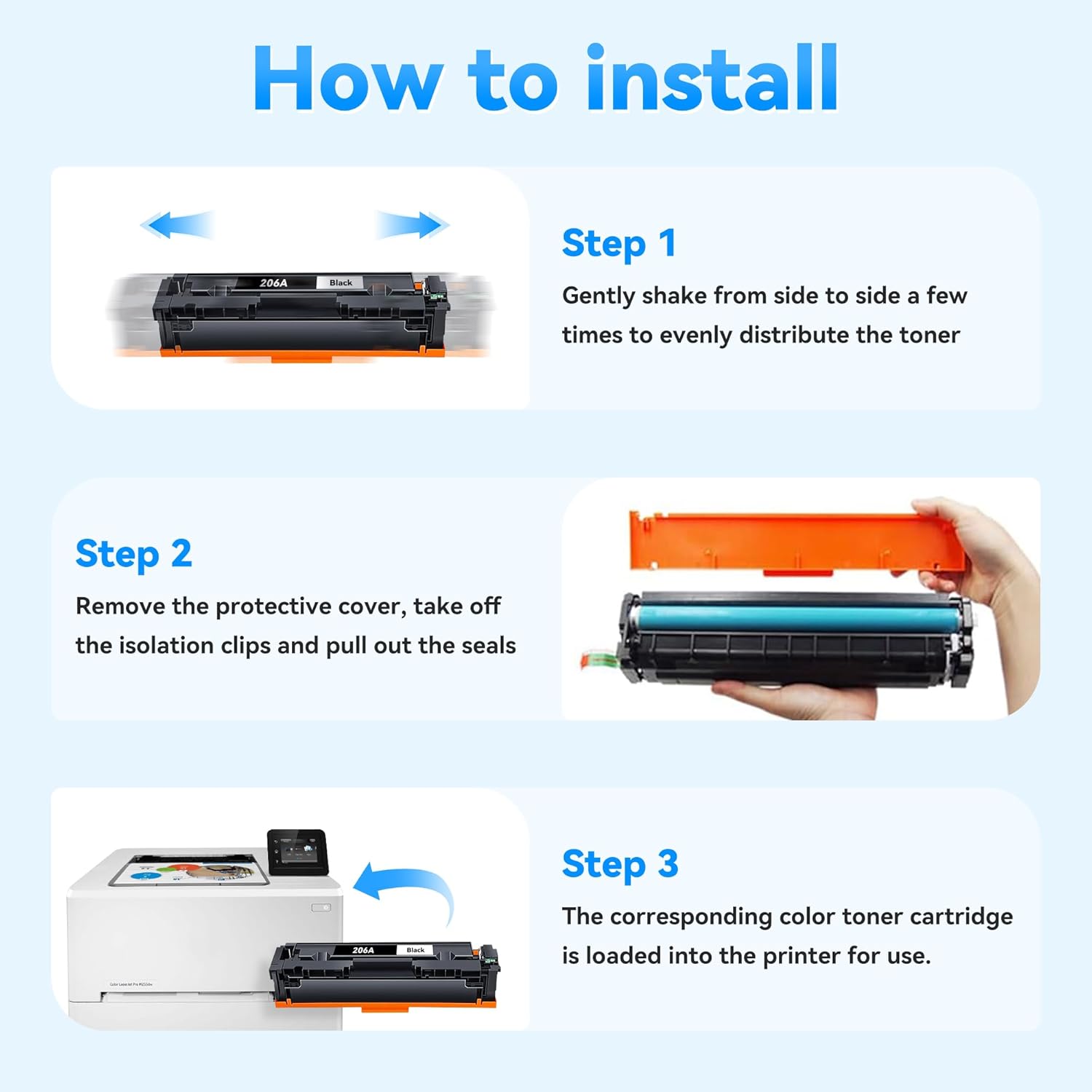 206A Toner Cartridge 4 Pack High Yield Replacement for M283fdw M283cdw Toner Compatible for 206A 206X Work for HP Color LaserJet Pro M255dw M255nw MFP M283fdw M283cdw M282nw M283fdn Printer(BK/C/Y/M)