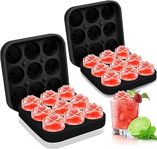 ROUDJER Silicone Ice Cube Trays, 2 Pack Food-Grade BPA Free Ice Cube Tray with Lid, Easy Release Ice Cube Mold for Cocktail, Whiskey, and Chilled Drinks (Rose)