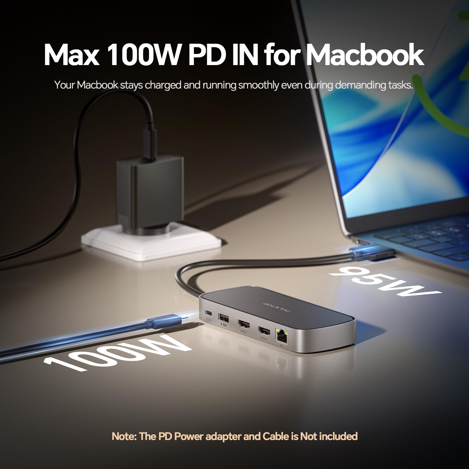 MacBook Docking Station Doppio Monitor 4K@60Hz per MacBook Pro/Air M5/M4/M3 Pro e Max, Docking Station per 2 monitor con 2 porte HDMI, PD, Ethernet, USB A/C 10 Gbit/s, SD/TF, USB 2.0