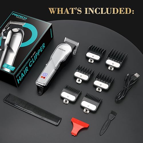 Miniatura 6 de PRITECH Cortadora de pelo de peluquería para hombres, juego profesional de cortapelos y recortadora, cortapelos inalámbricos para hombre, kit de