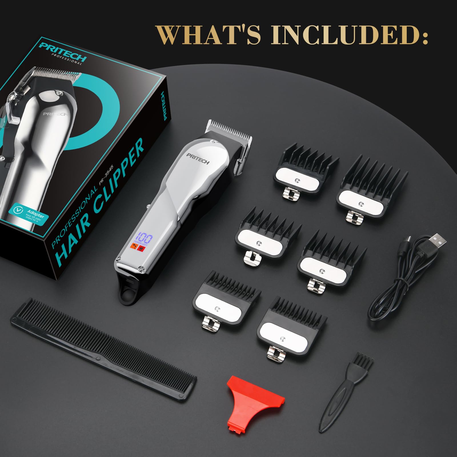 Cortadora de pelo de peluquería para hombres, juego profesional de cortapelos y recortadora, cortapelos inalámbricos para hombre, kit de corte de pelo para peluqueros 6